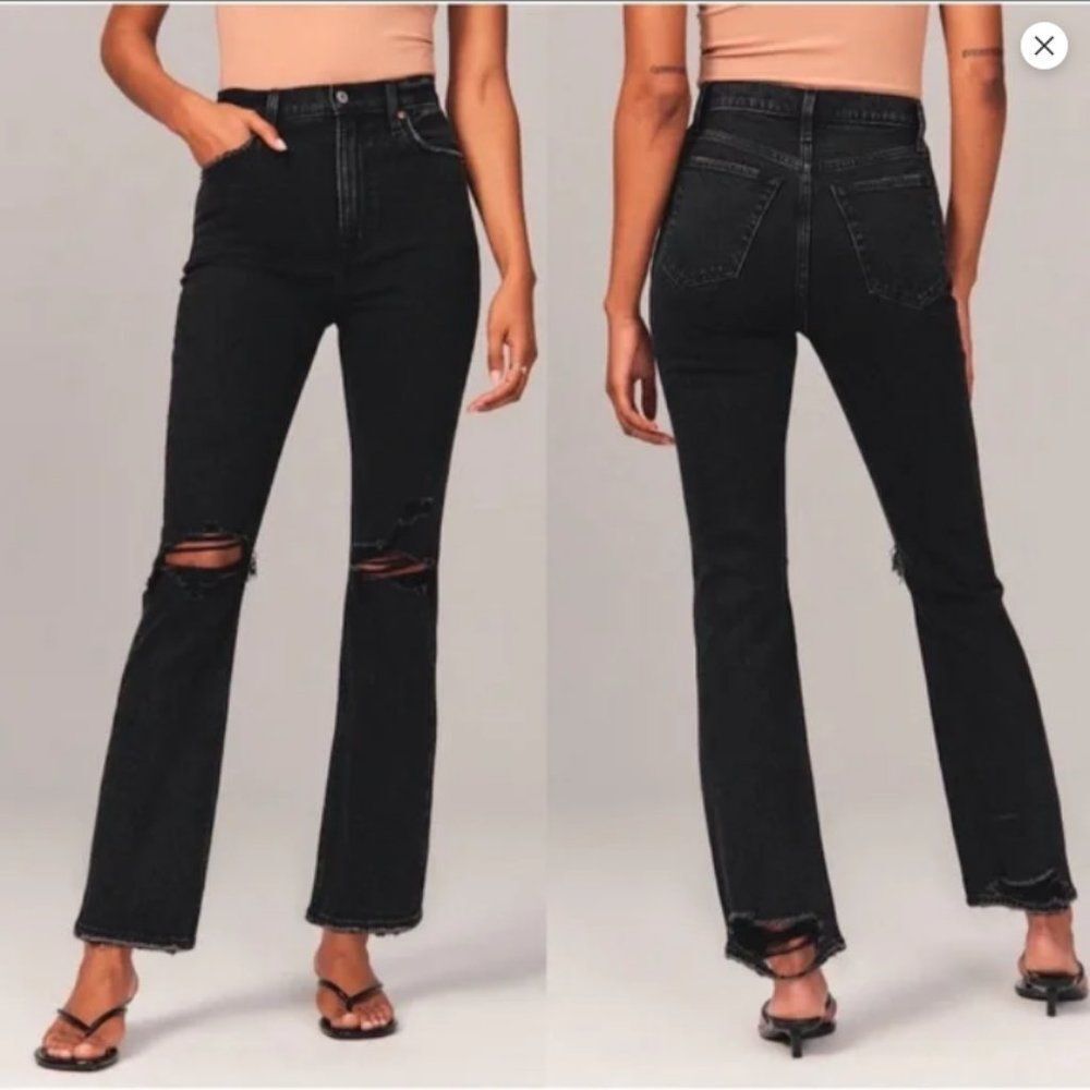 Abercrombie and Fitch Ankle Straight Ultra High Rise Jeans black 26 / 2 petite